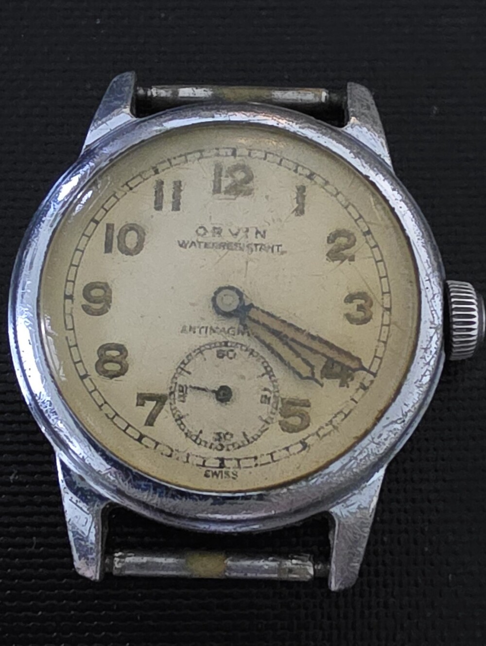 Vintage Orvin P.190 Manual 7 Jewels Sub Dial 31mm Watch FOR PARTS OR REPAIR